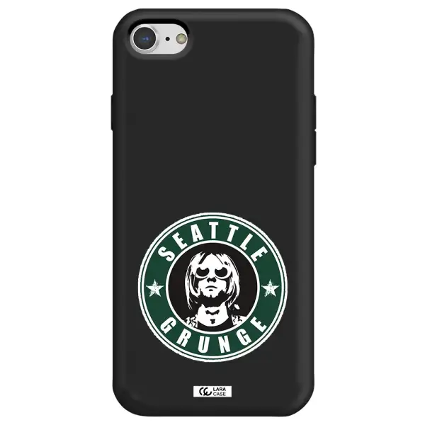 a logo with a man wearing sunglasses Apple iPhone 7 Silicone black Case