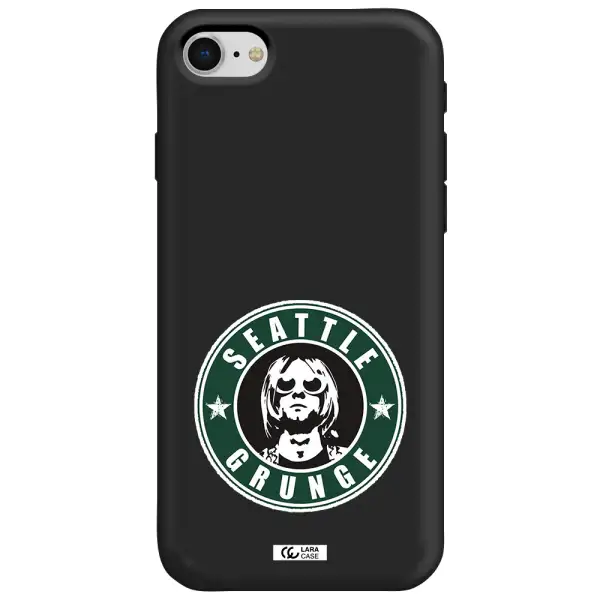 a logo with a man wearing sunglasses Apple iPhone se 2020 Silicone black Case