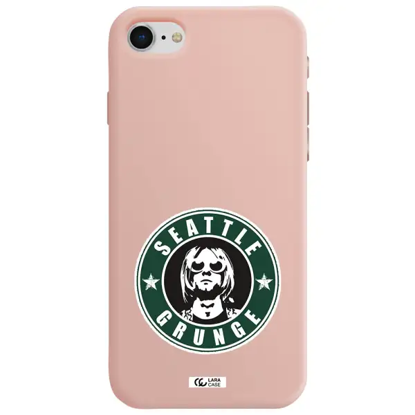 a logo with a man wearing sunglasses Apple iPhone se 2020 Silicone pastel pink Case