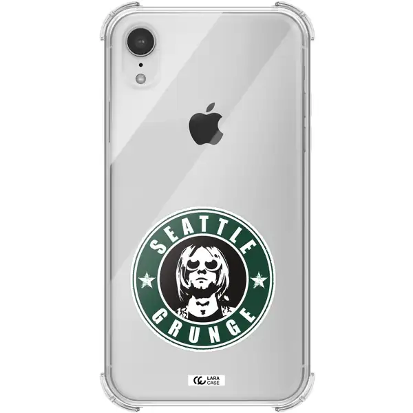 a logo with a man wearing sunglasses Apple iPhone XR Clear PC Case