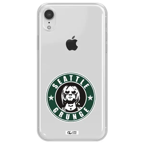 a logo with a man wearing sunglasses Apple iPhone XR Clear TPU Case