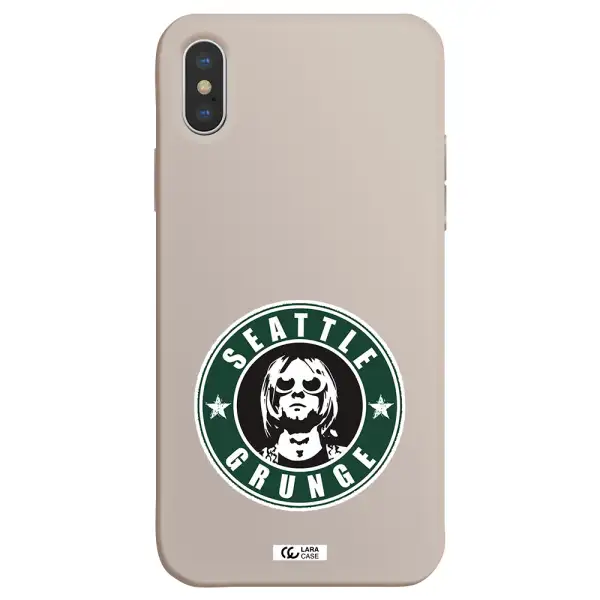 a logo with a man wearing sunglasses Apple iPhone XS Silicone Stone Case