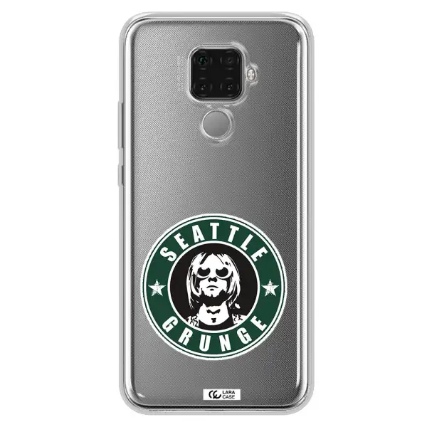 a logo with a man wearing sunglasses Huawei Mate 30 Lite Clear TPU Case