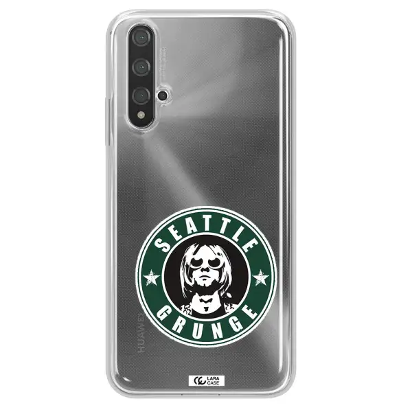 a logo with a man wearing sunglasses Huawei Nova 5t Clear TPU Case