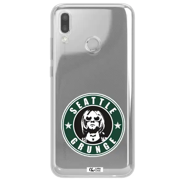 a logo with a man wearing sunglasses Huawei P Smart 2019 Clear TPU Case
