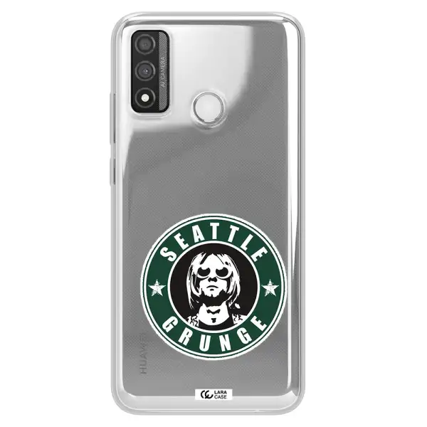 a logo with a man wearing sunglasses Huawei P Smart 2020 Clear TPU Case