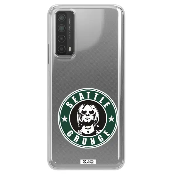 a logo with a man wearing sunglasses Huawei P Smart 2021 Clear TPU Case