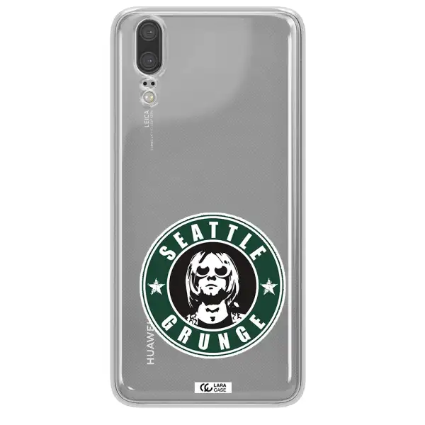 a logo with a man wearing sunglasses Huawei P20 Clear TPU Case