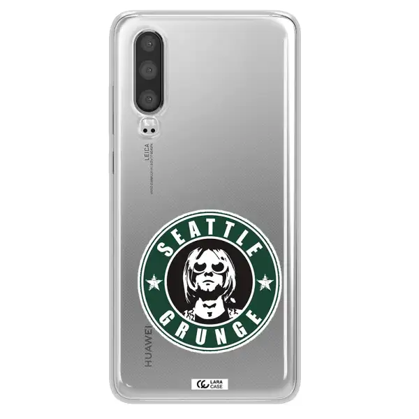 a logo with a man wearing sunglasses Huawei P30 Clear TPU Case