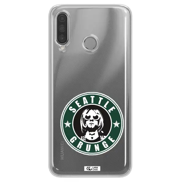 a logo with a man wearing sunglasses Huawei P30 Lite Clear TPU Case