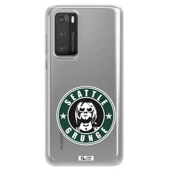 a logo with a man wearing sunglasses Huawei P40 Clear TPU Case