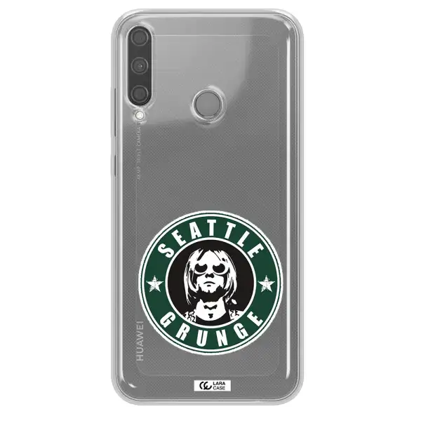 a logo with a man wearing sunglasses Huawei P40 Lite E Clear TPU Case
