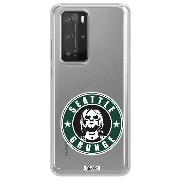 a logo with a man wearing sunglasses Huawei P40 Pro Clear TPU Case