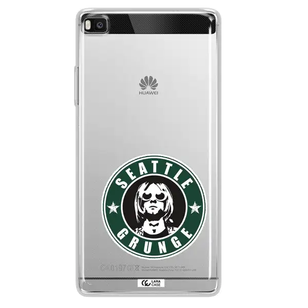 a logo with a man wearing sunglasses Huawei P8 Clear TPU Case