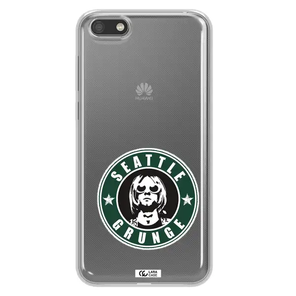 a logo with a man wearing sunglasses Huawei Y5 2018 Clear TPU Case