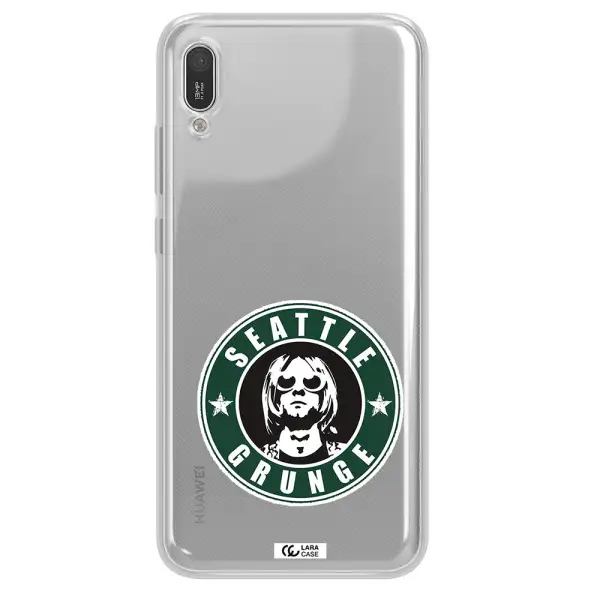 a logo with a man wearing sunglasses Huawei Y6 Pro 2019 Clear TPU Case
