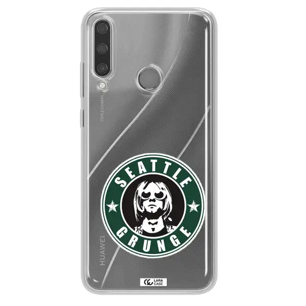 a logo with a man wearing sunglasses Huawei Y6P Clear TPU Case
