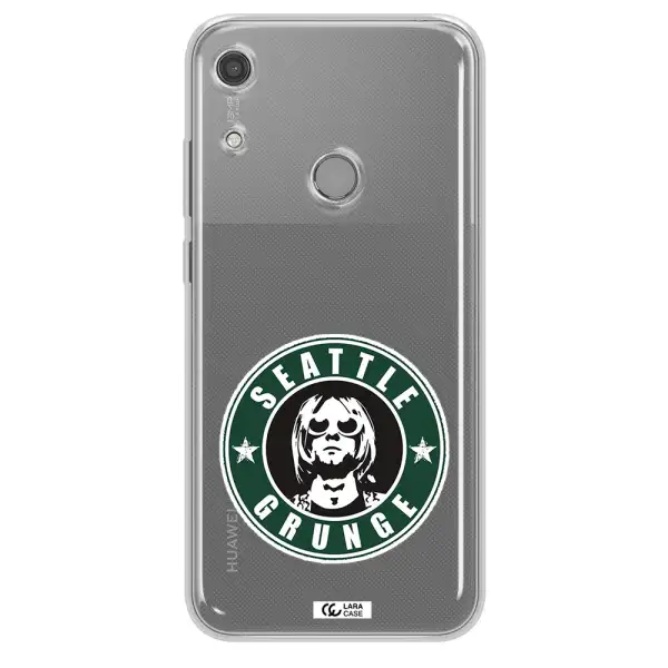 a logo with a man wearing sunglasses Huawei Y6S Clear TPU Case