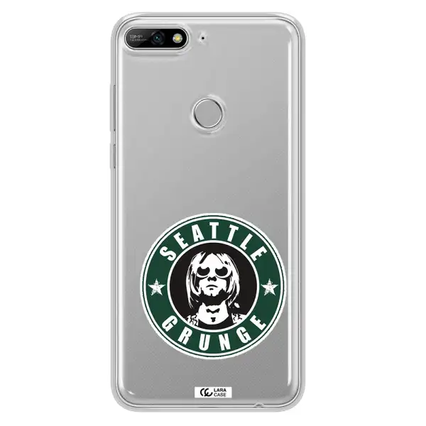 a logo with a man wearing sunglasses Huawei Y7 2018 Clear TPU Case