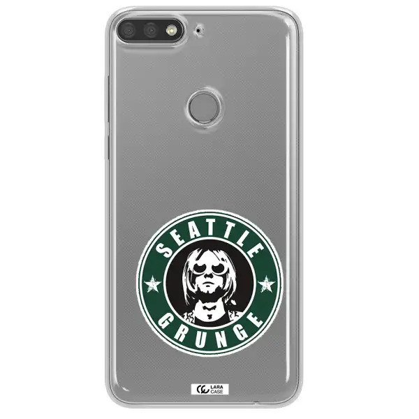 a logo with a man wearing sunglasses Huawei Y7 Prime 2018 Clear TPU Case