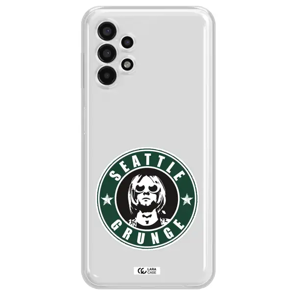 a logo with a man wearing sunglasses Samsung A13 4g Clear TPU Case