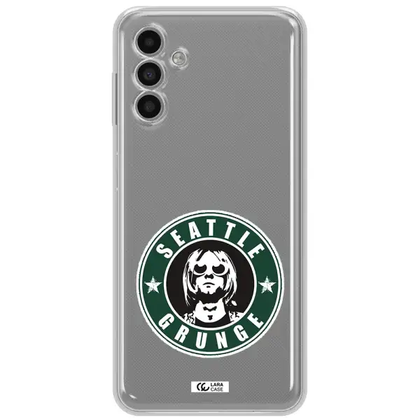 A Logo With A Man Wearing Sunglasses Samsung A13 5G Clear Tpu Case