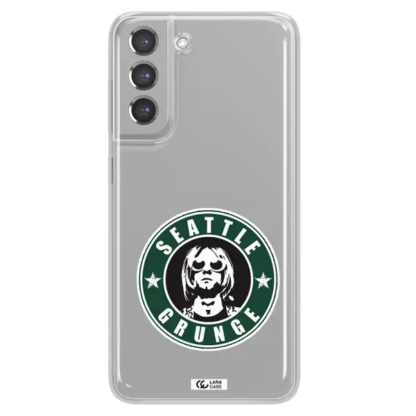 a logo with a man wearing sunglasses Samsung A21 Fe Clear TPU Case