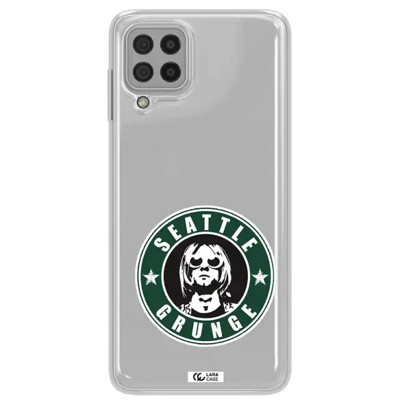 a logo with a man wearing sunglasses Samsung A22 4g Clear TPU Case