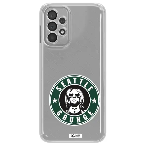 A Logo With A Man Wearing Sunglasses Samsung A23 5G Clear Tpu Case