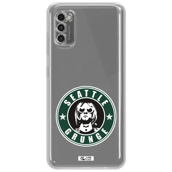 A Logo With A Man Wearing Sunglasses Samsung A41 Clear Tpu Case