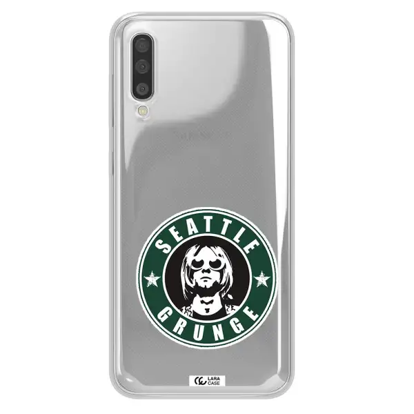 A Logo With A Man Wearing Sunglasses Samsung A50S Clear Tpu Case