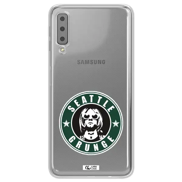 a logo with a man wearing sunglasses Samsung A7 2018 Clear TPU Case