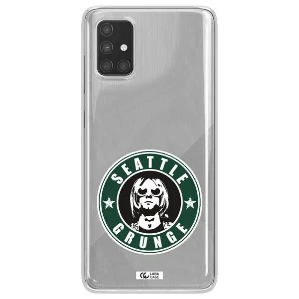 a logo with a man wearing sunglasses Samsung A71 Clear TPU Case