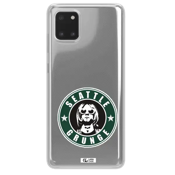 a logo with a man wearing sunglasses Samsung A81 Clear TPU Case