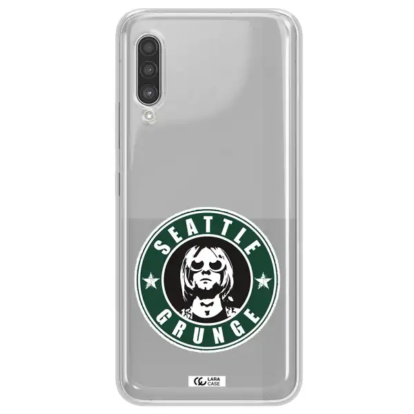 a logo with a man wearing sunglasses Samsung A90 Clear TPU Case