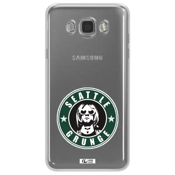 a logo with a man wearing sunglasses Samsung J7 2016 Clear TPU Case