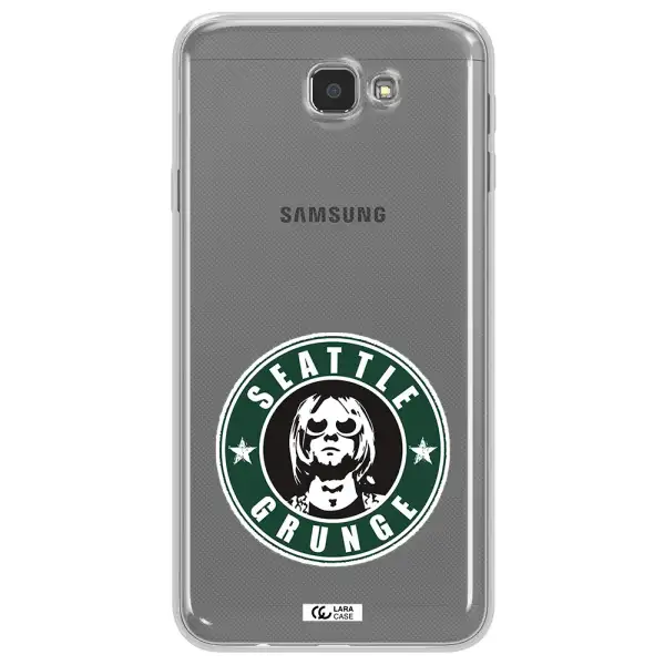 a logo with a man wearing sunglasses Samsung J7 Prim Clear TPU Case