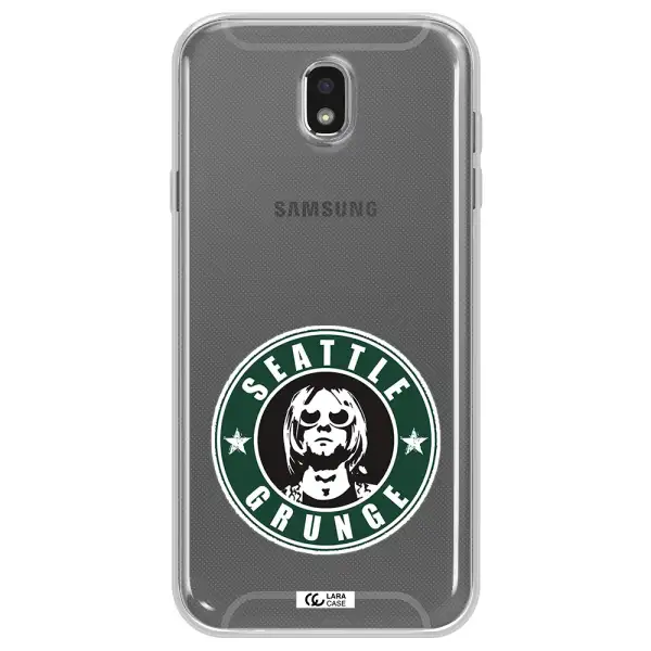a logo with a man wearing sunglasses Samsung J7 Pro Clear TPU Case