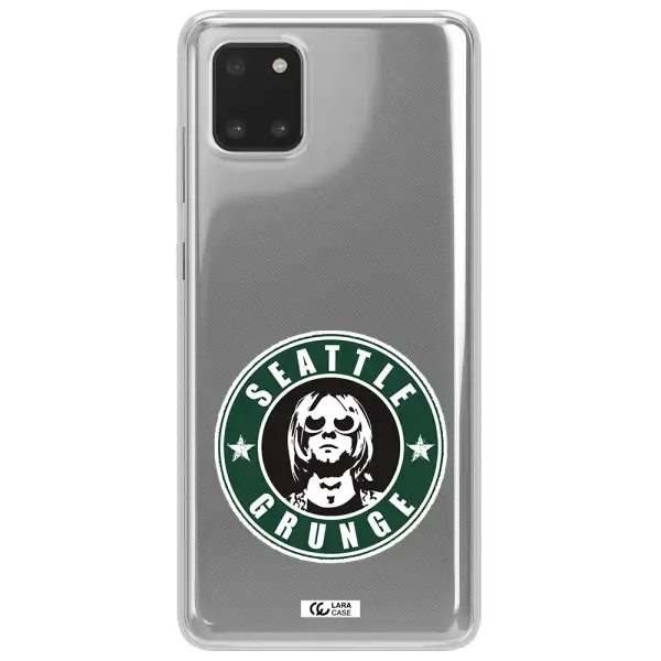 a logo with a man wearing sunglasses Samsung Note 10 Lite Clear TPU Case