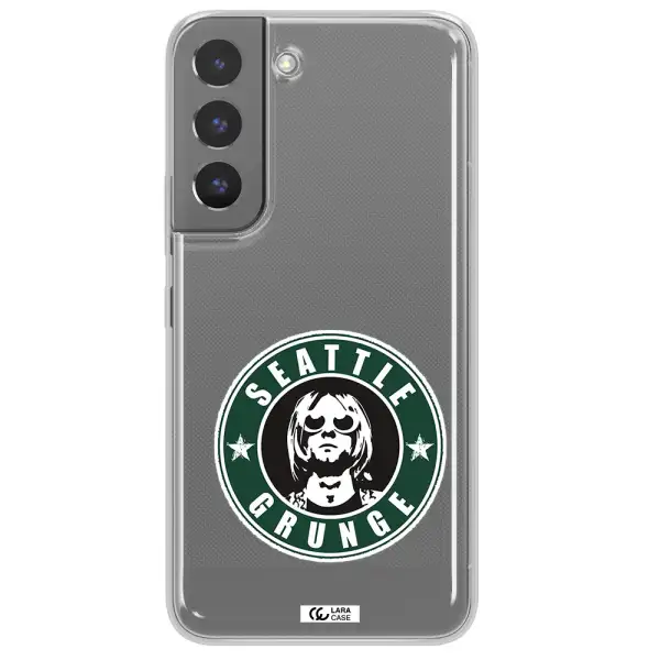 a logo with a man wearing sunglasses Samsung S 22 Clear TPU Case