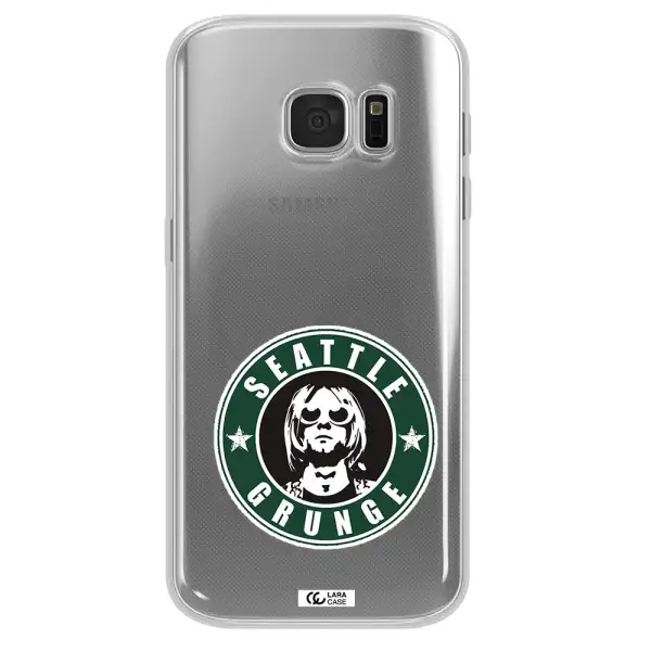 a logo with a man wearing sunglasses Samsung S 7 Clear TPU Case