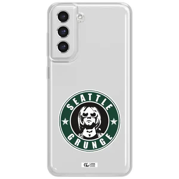 A Logo With A Man Wearing Sunglasses Samsung S21 Fe Clear Tpu Case