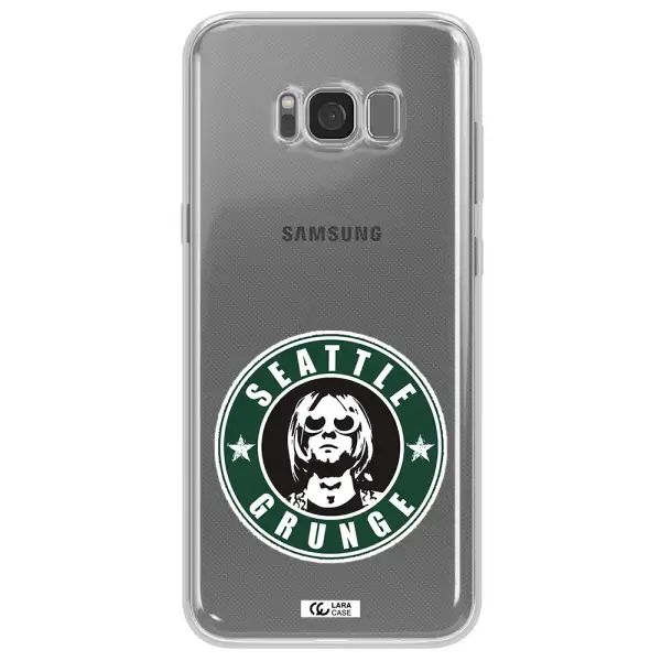 a logo with a man wearing sunglasses Samsung S8 Plus Clear TPU Case