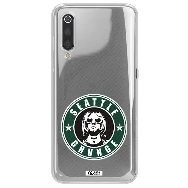 a logo with a man wearing sunglasses Xiaomi Mi 9 Clear TPU Case