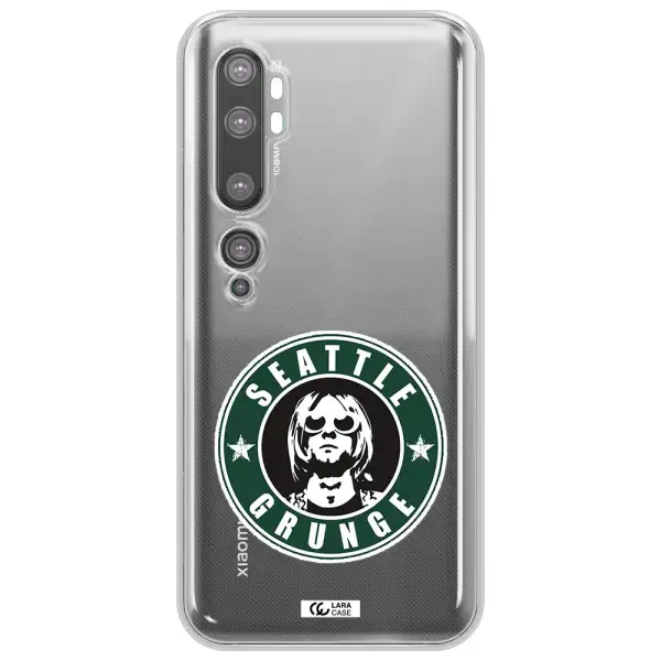 a logo with a man wearing sunglasses Xiaomi Mi Note 10 Clear TPU Case