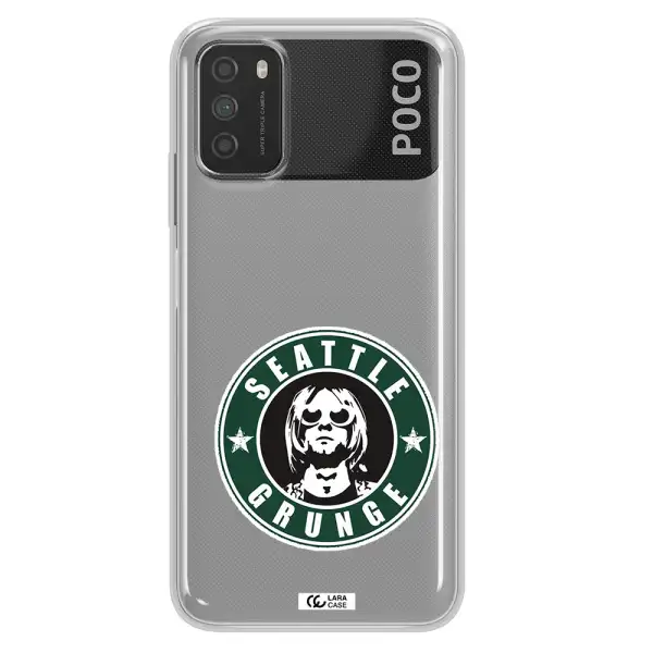 a logo with a man wearing sunglasses Xiaomi Poco M3 Clear TPU Case