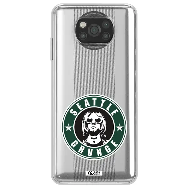 a logo with a man wearing sunglasses Xiaomi Poco X3 Clear TPU Case