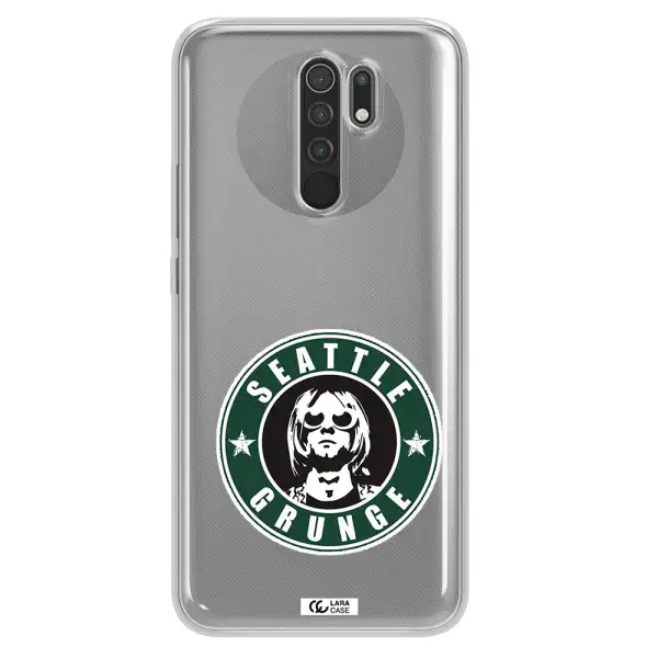 a logo with a man wearing sunglasses Xiaomi Redmi 9 Clear TPU Case