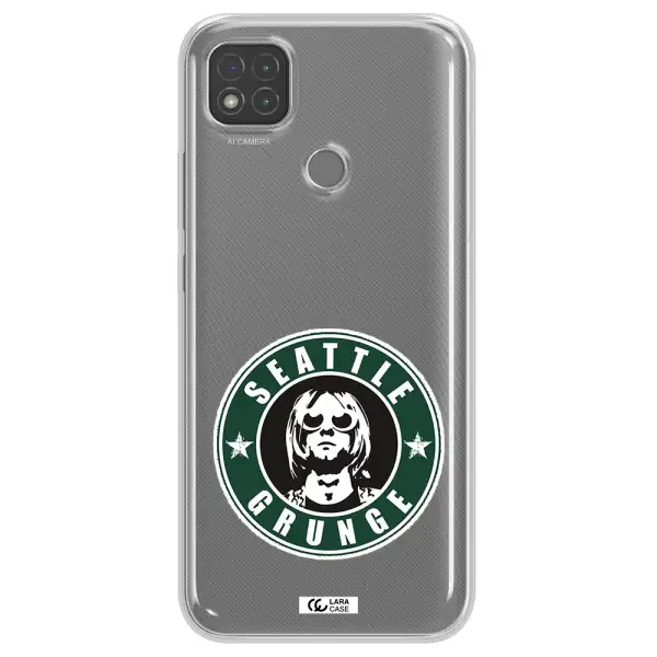 a logo with a man wearing sunglasses Xiaomi Redmi 9C Clear TPU Case