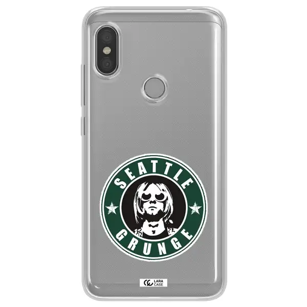 a logo with a man wearing sunglasses Xiaomi Redmi Note 6 Pro Clear TPU Case